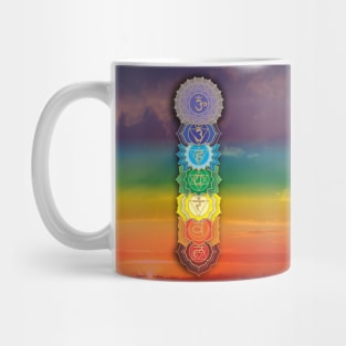 Mandala 7 Chakras with Rainbow Sky Mug